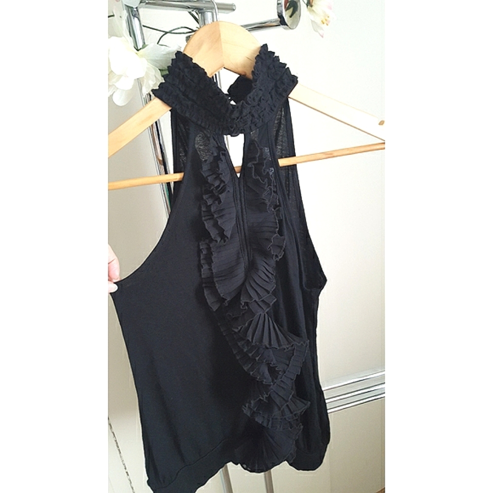 90's-Y2K Costa Blanca🖤Vintage Holter Ruffle Top| Sleeveless|High Neck